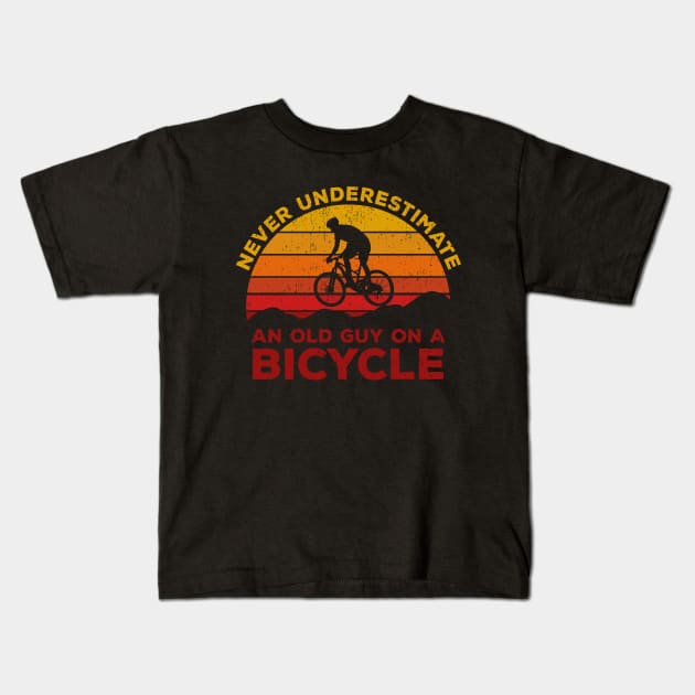 Never Underestimate An old Guy On A Bicycle - Christmas Gift Idea Kids T-Shirt by Zen Cosmos Official